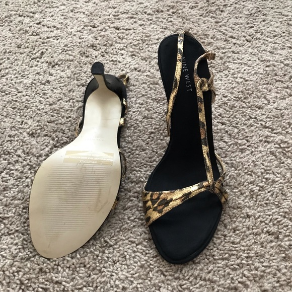 Strappy metallic leopard heeled sandal - Picture 2 of 3